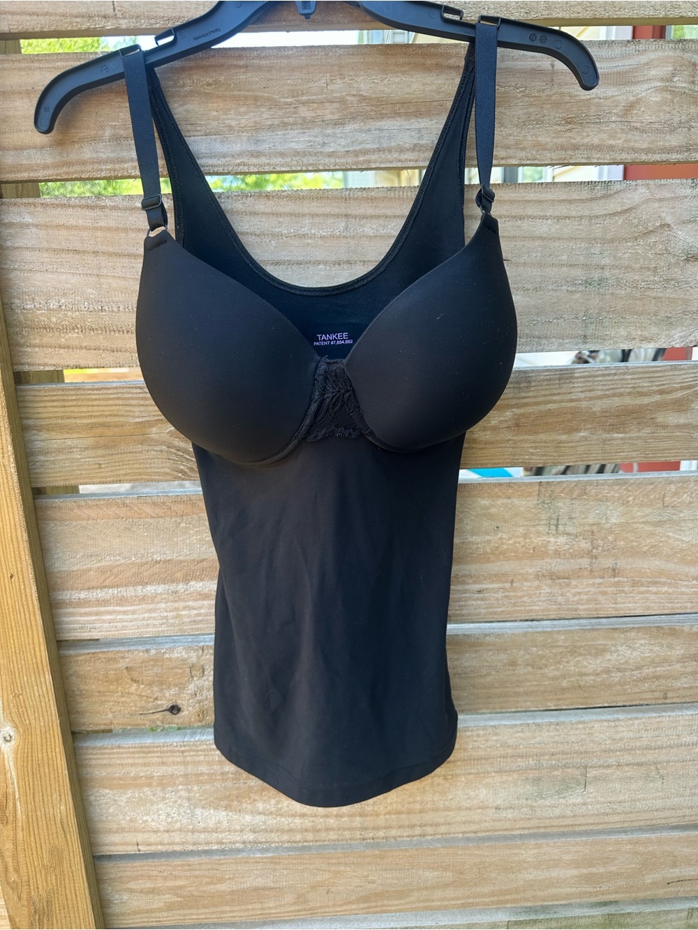 Shapeez Tankee Long Black Shapewear Bra Tank Top Lingerie size Medium D Cup FLAW